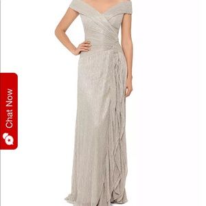 Xscape off shoulder metallic dress